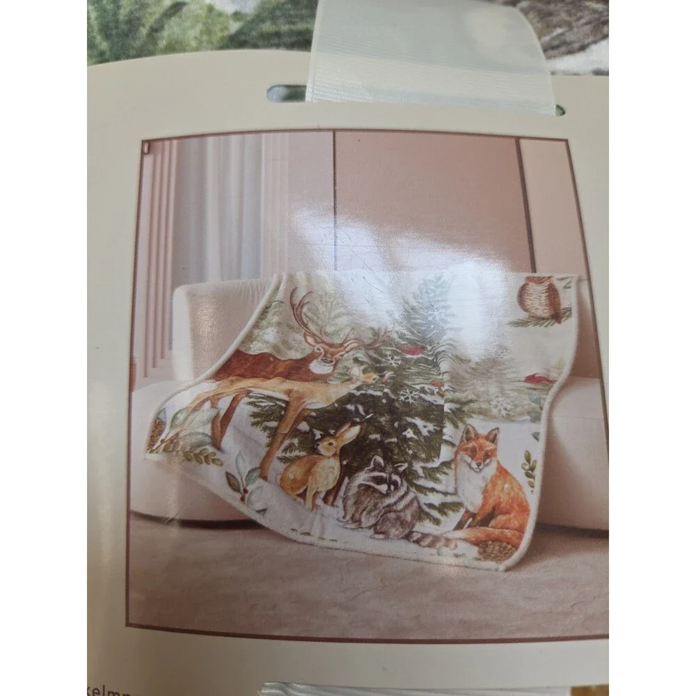 NWT Regal Comfort Winter Wonderland Woodland Throw Blanket 50x60 Deer Fox